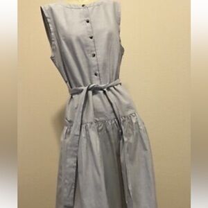 New Alex Marie Dress Chambray fisherman striped drop waist belted pleated lined